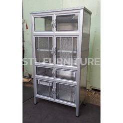 ตู้กับข้าวโครงอลูมิเนียม 3 ฟุต 8 ประตู สีเงิน ด้านข้าง