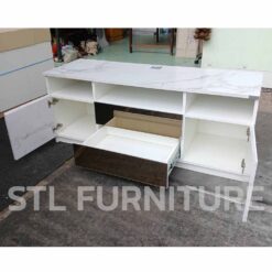 ตู้วางทีวี ลายหินอ่อน ลิ้นชักสีทอง