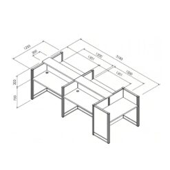 สเป็คโต๊ะทำงานกลุ่ม ชุด WORKSTATION มีเคาน์เตอร์บน 5 ที่นั่ง