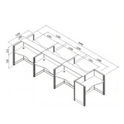 สเป็คโต๊ะทำงานกลุ่ม ชุด WORKSTATION มีเคาน์เตอร์บน 7 ที่นั่ง