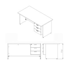 โต๊ะทำงาน 3 ลิ้นชักซ้าย หลายขนาด (TOP MELAMINE) - Image 2
