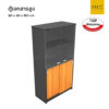 ตู้เอกสารบนบานกระจก ล่างบานทึบสไลด์ top melamine