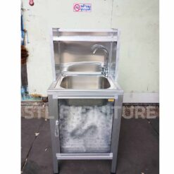 ด้านหน้าตู้ซิงค์อลูมิเนียม 1 หลุม ใบจิ๋ว 54 cm