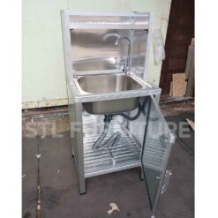 ด้านในตู้ซิงค์อลูมิเนียม 1 หลุม ใบจิ๋ว 54 cm