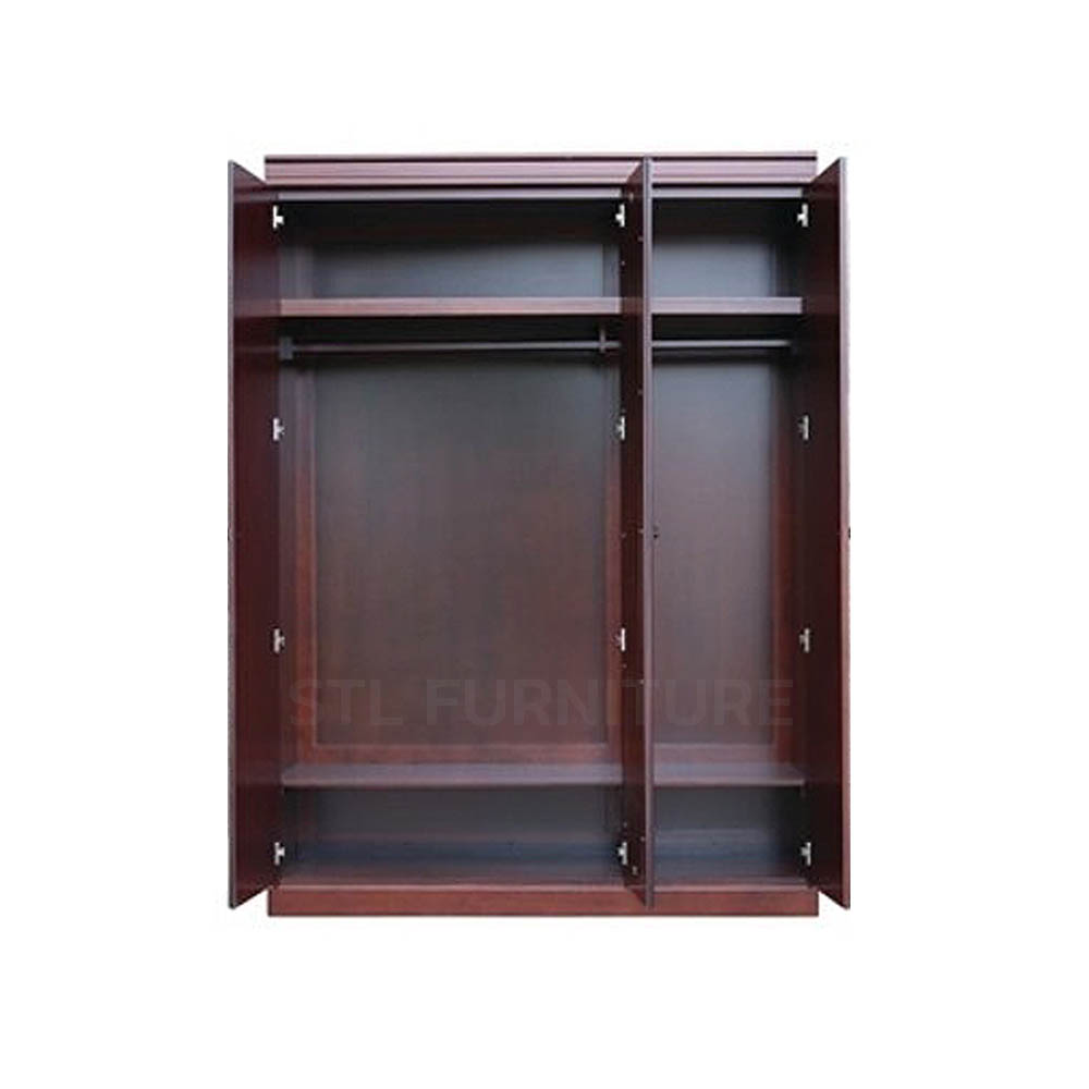 ภายในตู้เสื้อผ้าไม้ยางพารา 3 บาน กระจกกลาง