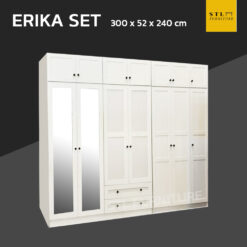 ตู้เสื้อผ้า ERIKa 300 cm พร้อมตู้เสริมบน สีขาวมินิมอล walk in closet