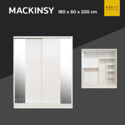 ตู้เสื้อผ้าบานเลื่อนกระจกเงา 180 cm รุ่น MACKINSY