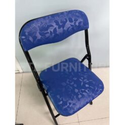 เก้าอี้พับเบาะสีน้ำเงิน มีลวดลาย