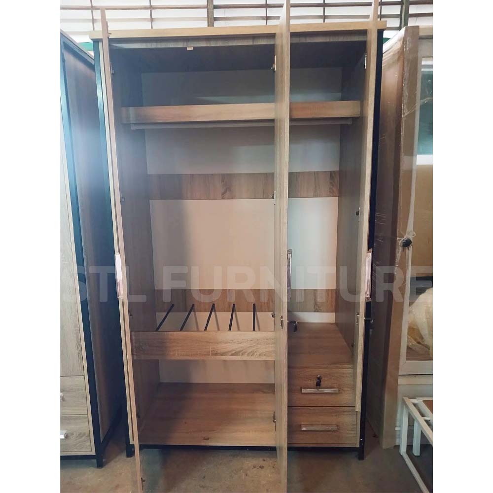 ภายในตู้เสื้อผ้าโครงเหล็กผสมไม้ 120 cm กระจกเงา 1 บาน