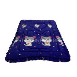 ผ้าห่มนวมใยสัเงคราะห์ มีระบาย สีน้ำเงินลายแมว