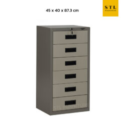 ตู้เอกสาร6 ลิ้นชัก เหล็ก สีเทาสลับ มีกุญแจล็อค