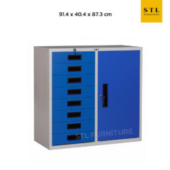 ตู้เอกสาร 1 บาน 8 ลิ้นชัก 3 ฟุต สีน้ำเงิน