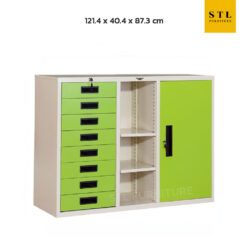 ตู้เอกสาร 1 บาน 8 ลิ้นชัก 4 ฟุต สีเขียว