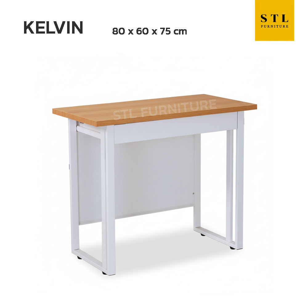 โต๊ะทำงานขาเหล็ก ท็อปไม้ มีลิ้นชัก รุ่น KEVIN