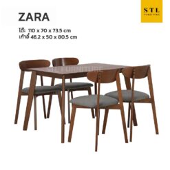 ชุดโต๊ะกินข้าวไม้จริง 4 ที่นั่ง รุ่น ZARA