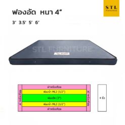 ที่นอนฟองอัด หนา 4 นิ้ว หุ้มหนัง pvc ฟองน้ำบน-ล่าง สีน้ำเงิน พร้อมสเป็คงานโครงการ