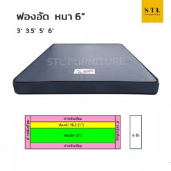 ที่นอนฟองอัด หนา 6 นิ้ว หุ้มหนัง pvc สีน้ำเงิน พร้อมสเป็คงานโครงการ