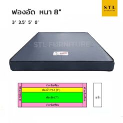 ที่นอนฟองอัด หนา 8 นิ้ว หุ้มหนัง pvc สีน้ำเงิน พร้อมสเป็คงานโครงการ