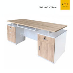 โต๊ะทำงาน 160 cm สีมินิมอล 1 ช่องเก็บของ 2 ลิ้นชัก 2 ตู้เก็บของ