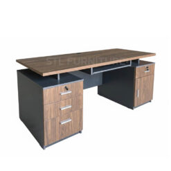 โต๊ะทำงาน 160 cm สีเข้ม 1 ช่องเก็บของ 2 ลิ้นชัก 2 ตู้เก็บของ