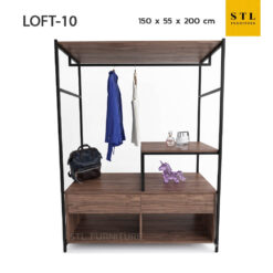 ตู้เสื้อผ้าโครงเหล็ก Loft 150 cm 2 ลิ้นชักคู่ เพราะชั้นวางยกระดับ