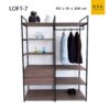 ตู้เสื้อผ้าโครงเหล็ก Loft 150 cm มีลิ้นชักและชั้นวางของและราวแขวน