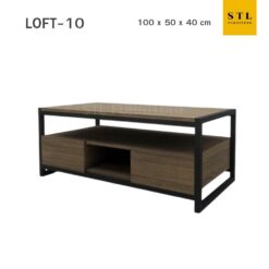 โต๊ะกลางโซฟา สไตล์ loft 100 cm ขาเหล็กสีดำ ไม้สีน้ำตาลเข้ม