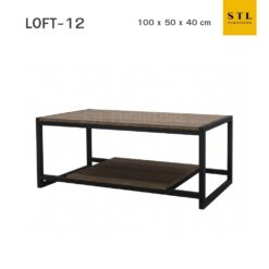 โต๊ะกลางโซฟาโครงเหล็ก loft 12 ขาเหล็กสีดำ ไม้สีมอคค่า