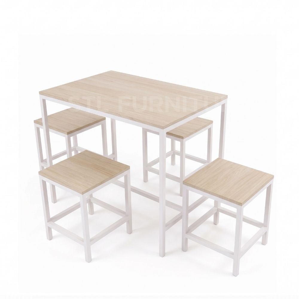 ชุดโต๊ะกินข้าว Loft Set ท็อปไม้เมลามีน 4 ที่นั่ง (ไม่มีพิง) - Image 2
