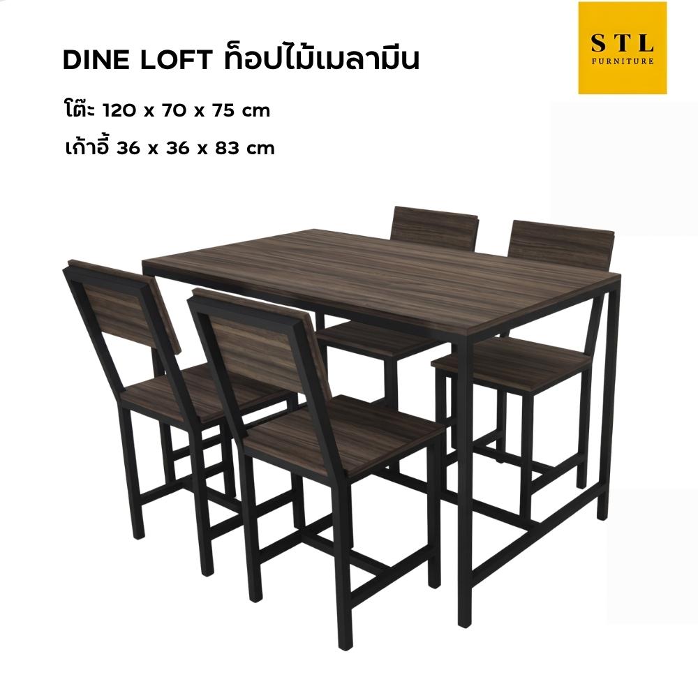 ชุดโต๊ะกินข้าว Loft Set ท็อปไม้เมลามีน 4 ที่นั่ง