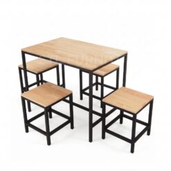 ชุดโต๊ะกินข้าว Loft Set ท็อปไม้ยางพารา 4 ที่นั่ง (ไม่มีพิง) - Image 2
