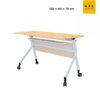 โต๊ะพับสัมมนา 120 cm สีเมเปิ้ล ขาสีขาว มีล้อ และตะกร้าใส่ของ